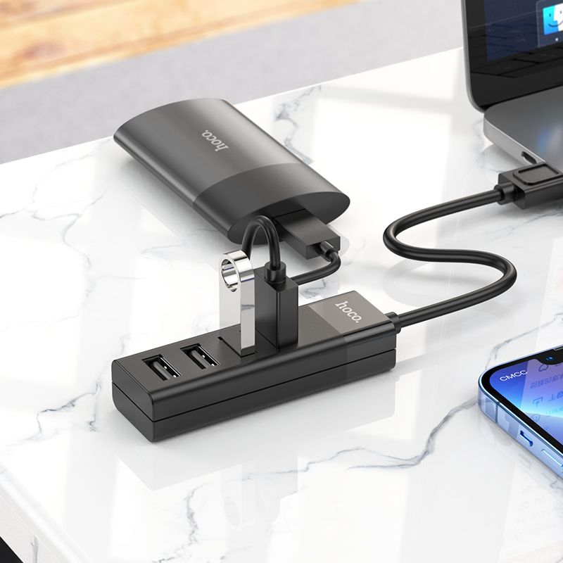 Hoco 4 poorts HUB Cable - USB-A naar USB-A 2.0 en 3.0 Hoco 4 poorts HUB Cable - USB-A naar USB-A 2.0 en 3.0